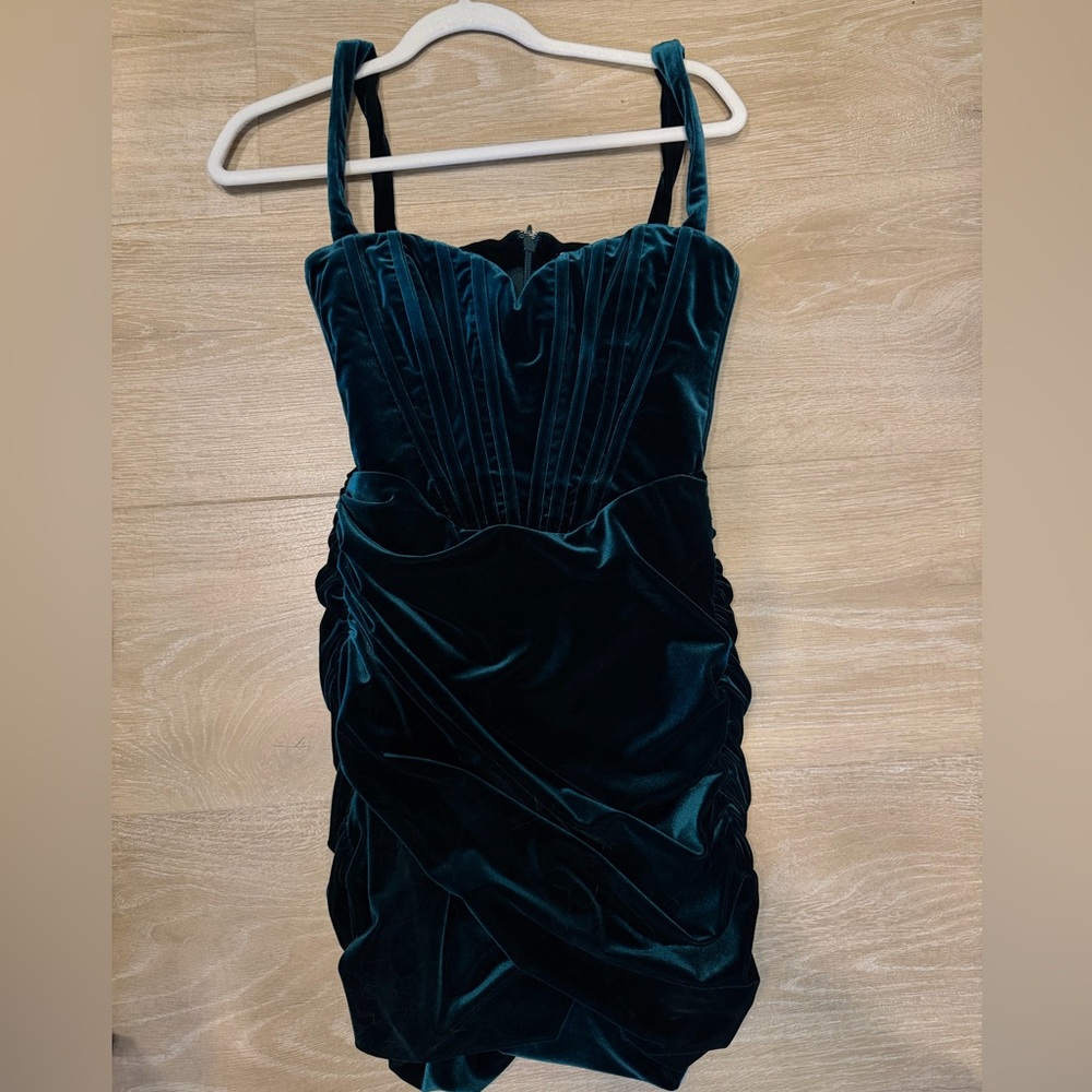 House of CB emerald Velvet corset Dress